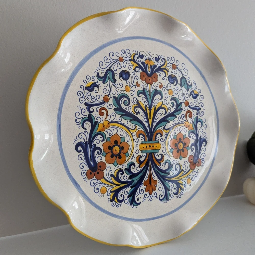 Ceramica Nova Deruta Hand Painted Cake Stand Made In Italy